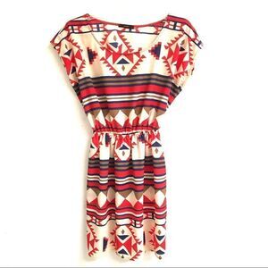 Soprano Aztec BoHo print mini dress M